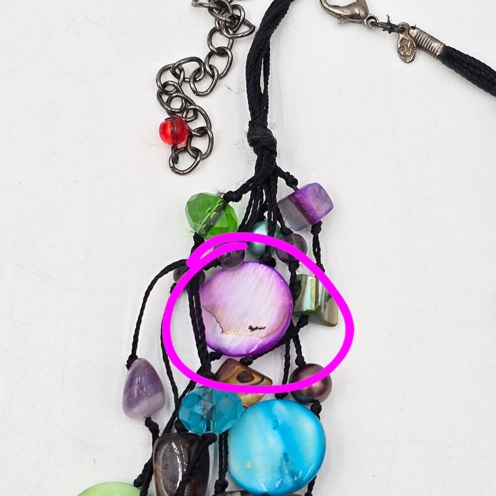 Premier Designs Multicolored Multistrand 24" Necklace Dyed Shell Glass Beads - Picture 8 of 10